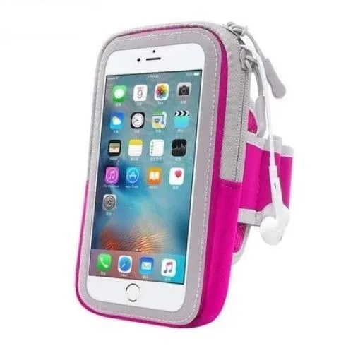 Opaska etui na ramię do biegania na telefon 5,5" - różowa