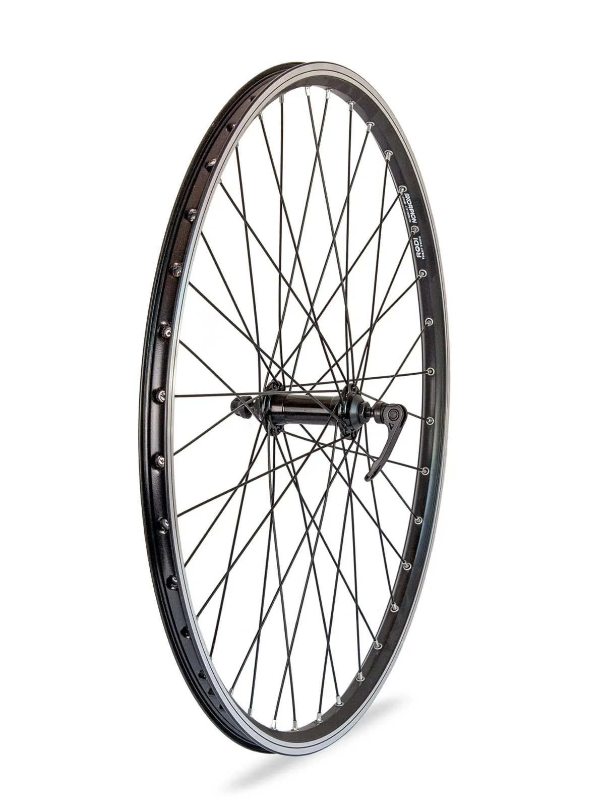 Koło przód 26" piasta XMX-A281QF obręcz Rodi Skorpion czarna szprychy czarne