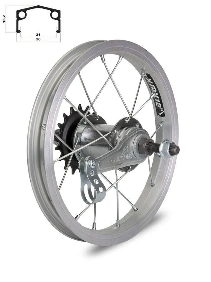 Koło tylne aluminiowe z piastą samohamowną Shunfeng - 12"
