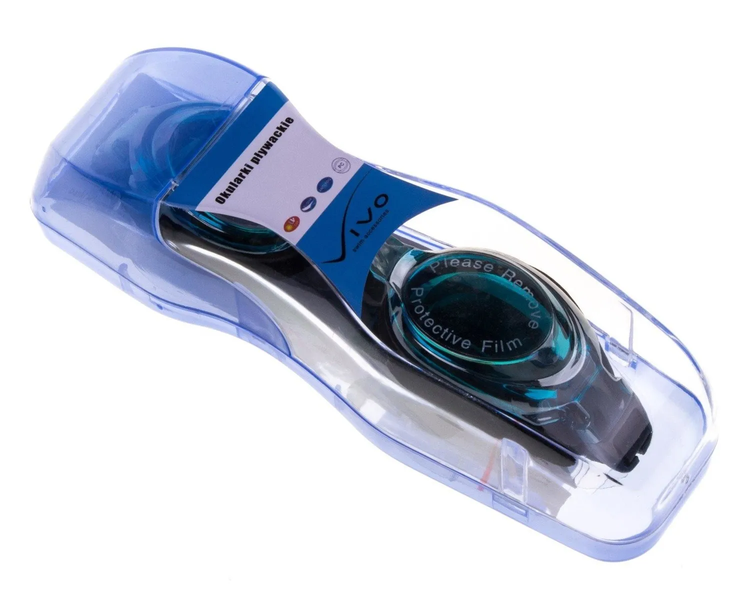 Okulary do pływania Vivo B-0104 czarne lustrzane rekreacyjne