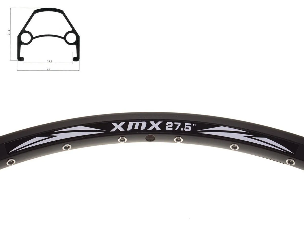 Obręcz aluminiowa XMX 27,5" DISC YKL-D23 36-otworów czarna nitowana