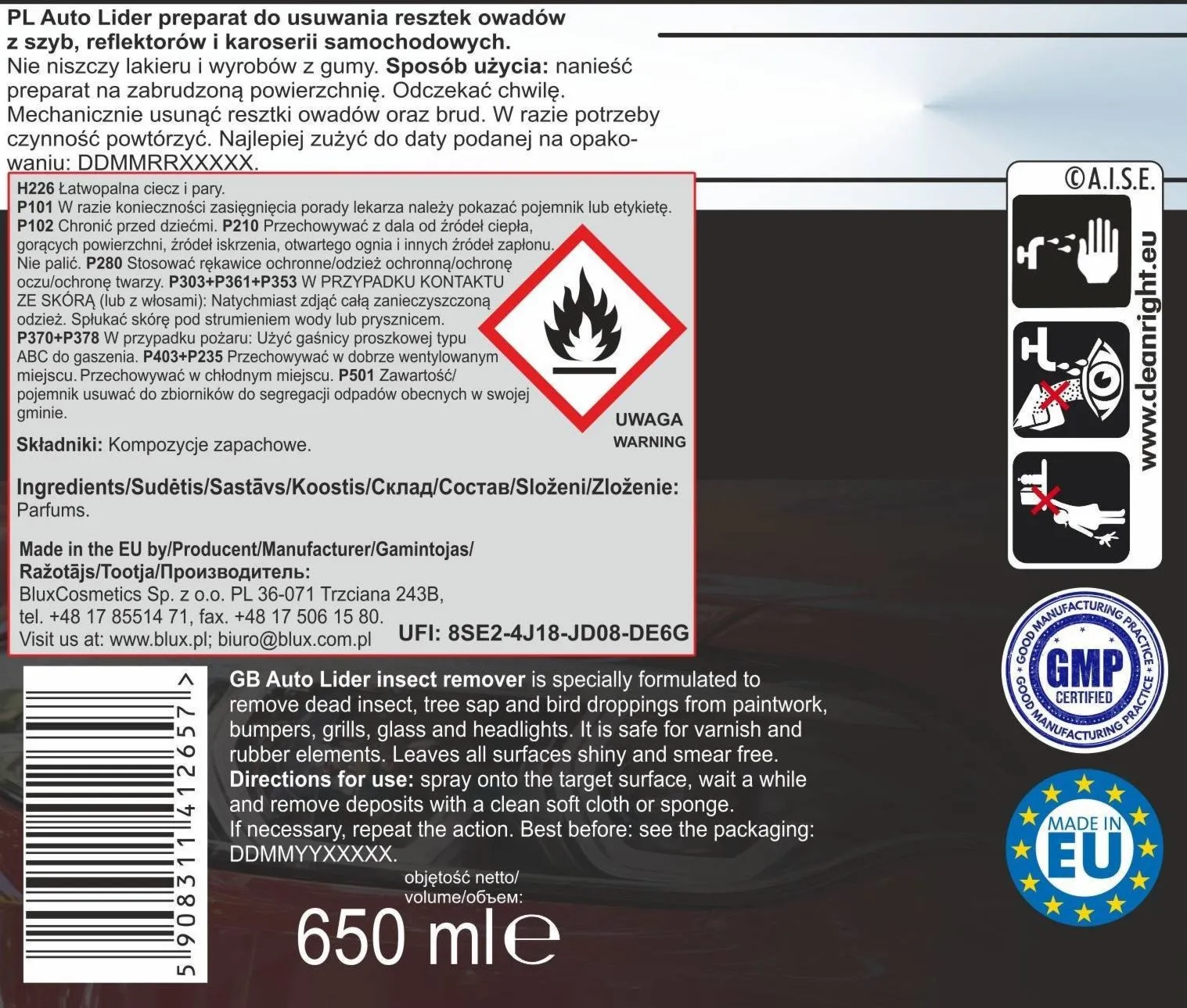 Płyn do usuwania owadów Autolider Insect remover 650 ml