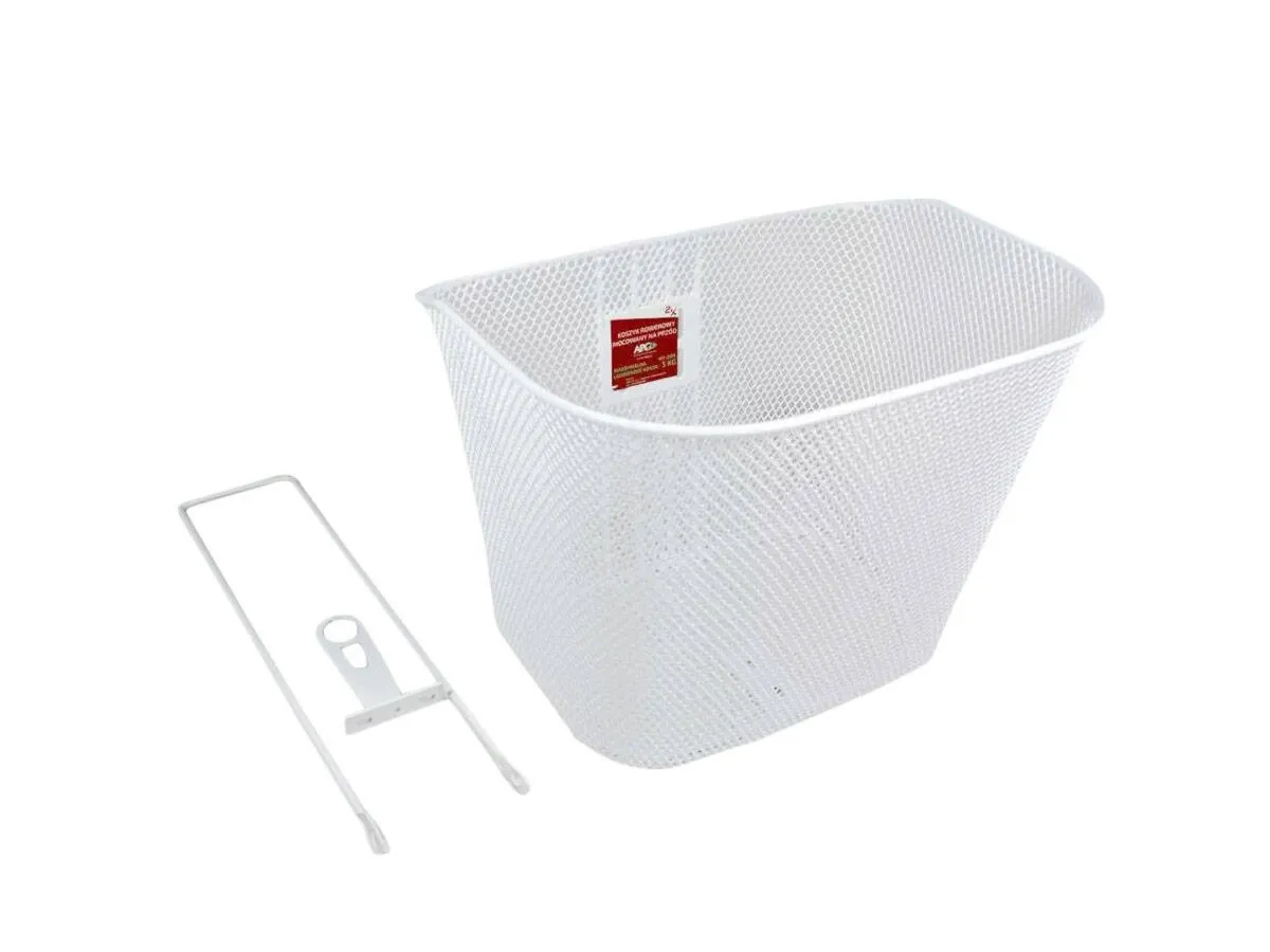 Kosz przedni HT-009 siatkowy biały z kompletem uchwytów mocowany na stałe