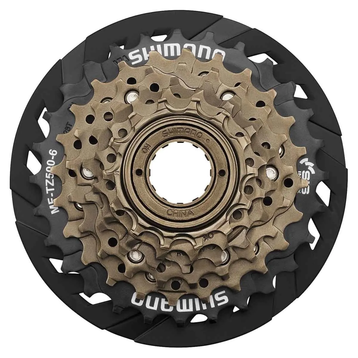 Wolnobieg Shimano 6-rzędowy MF-TZ500 14- 28 brązowy z protektorem