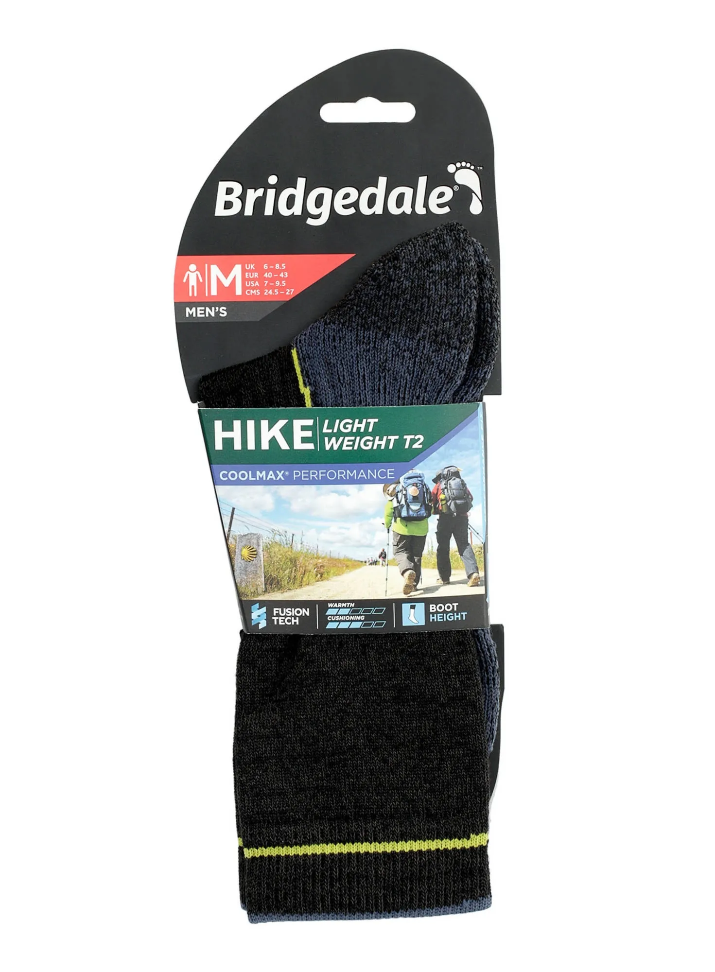 Skarpety trekkingowe Bridgedale Hike Lt T2 Coolmax P Boot - black/lime