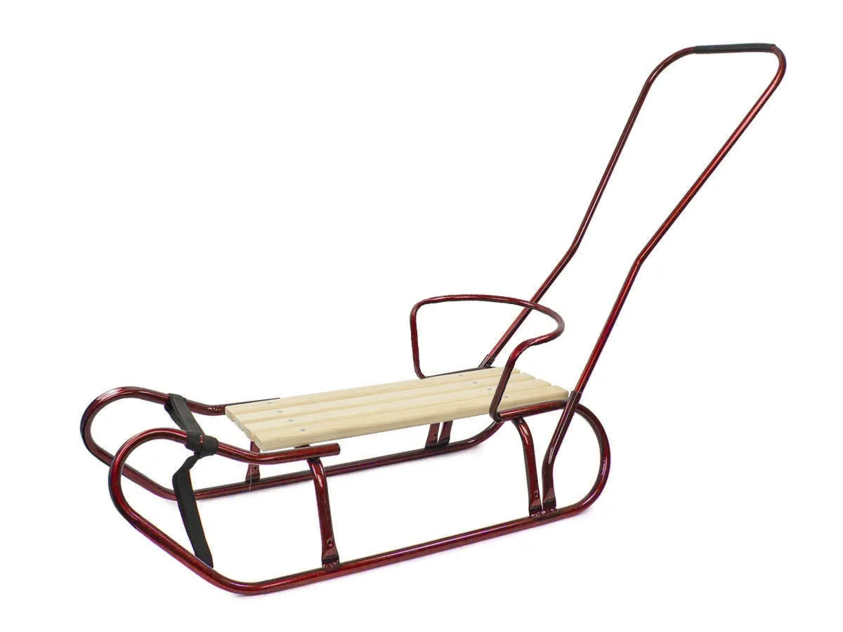 Sanki SONIA metalowe z oparciem i pchaczem - bordowe