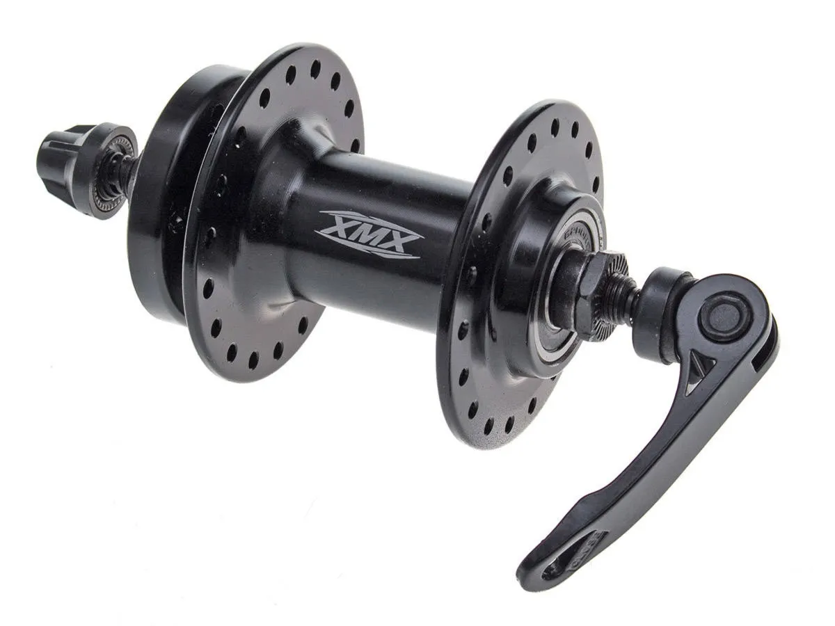 Piasta przednia XMX A208QF 36-otworów, QR, hamulec tarczowy, aluminiowa 3/8" 14G*36H*100*108 łożyska maszynowe, czarna