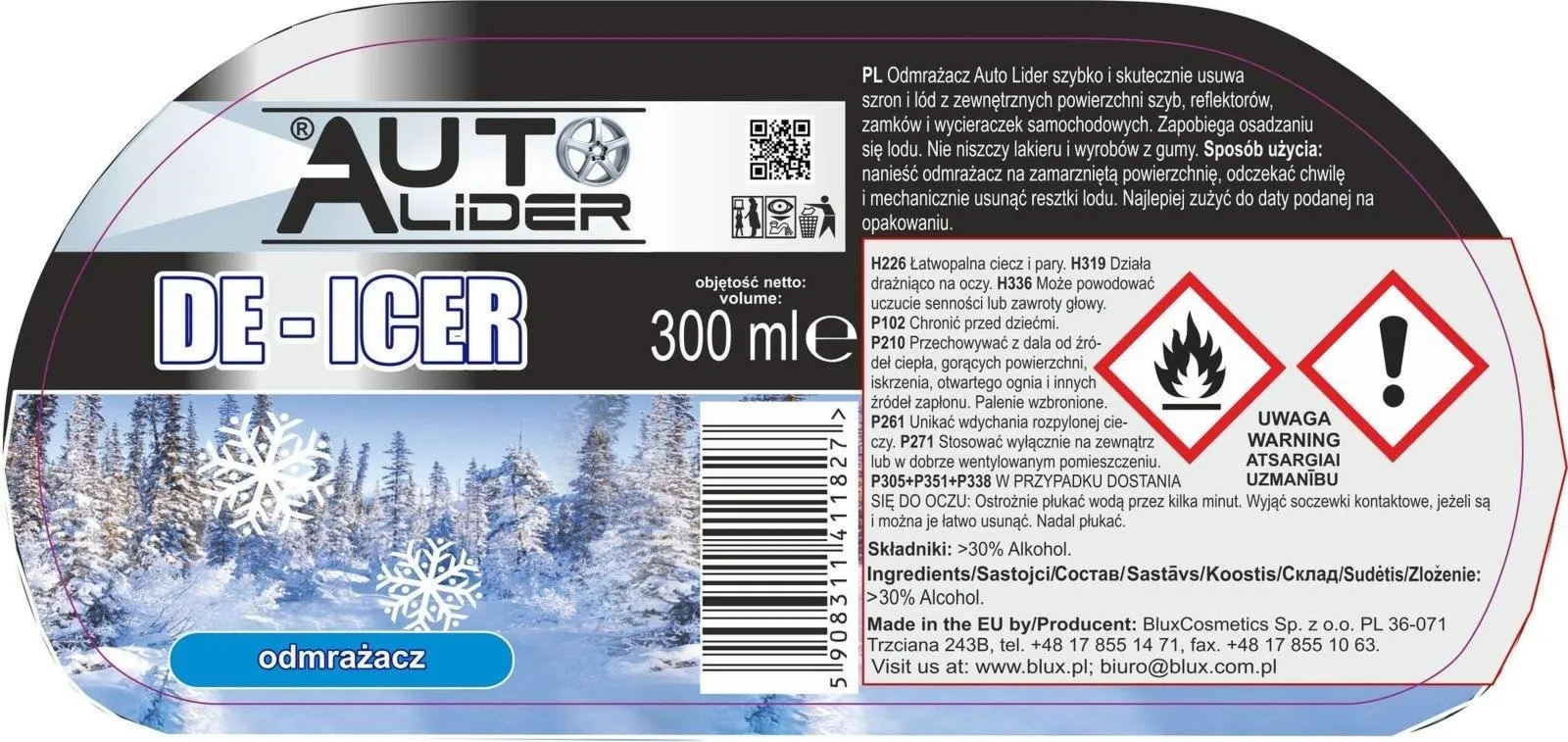 Odmrażacz do szyb Auto Lider 300 ml