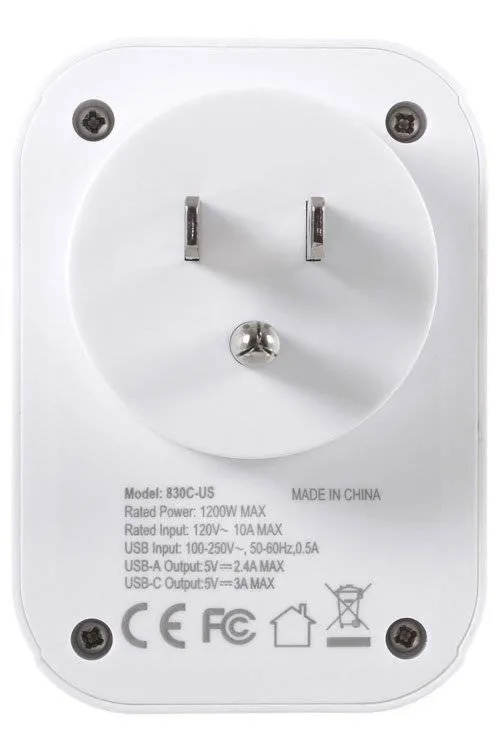 Adapter podróżny z USB i USB-C Ładowarka LIFEVENTURE WORLD TO US TRAVEL ADAPTOR