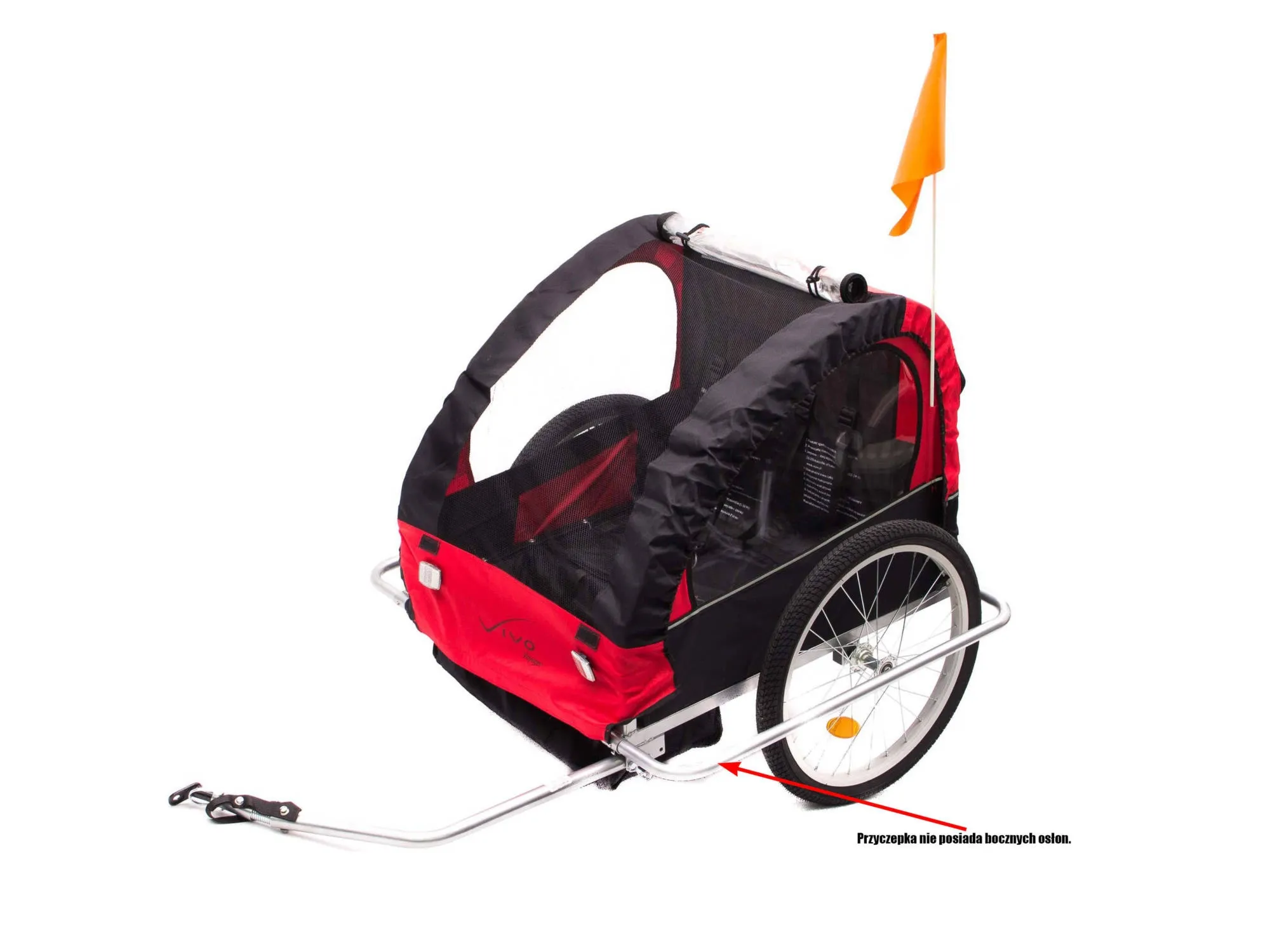 Przyczepka rowerowa Vivo Voyager BT-004 czarno-czerwona