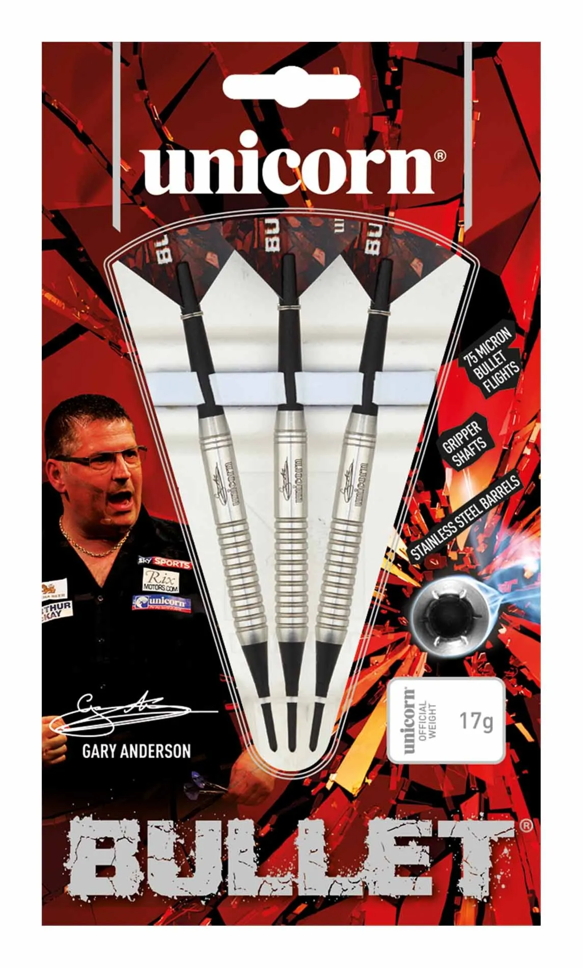 Rzutki Unicorn Bullet Gary Anderson Stainless Steel 16g soft tip 23520