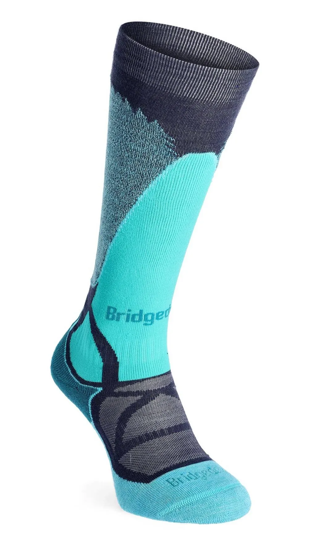Skarpety narciarskie damskie Bridgedale Ski Mid Merino E Pattern - dark denim/aqua