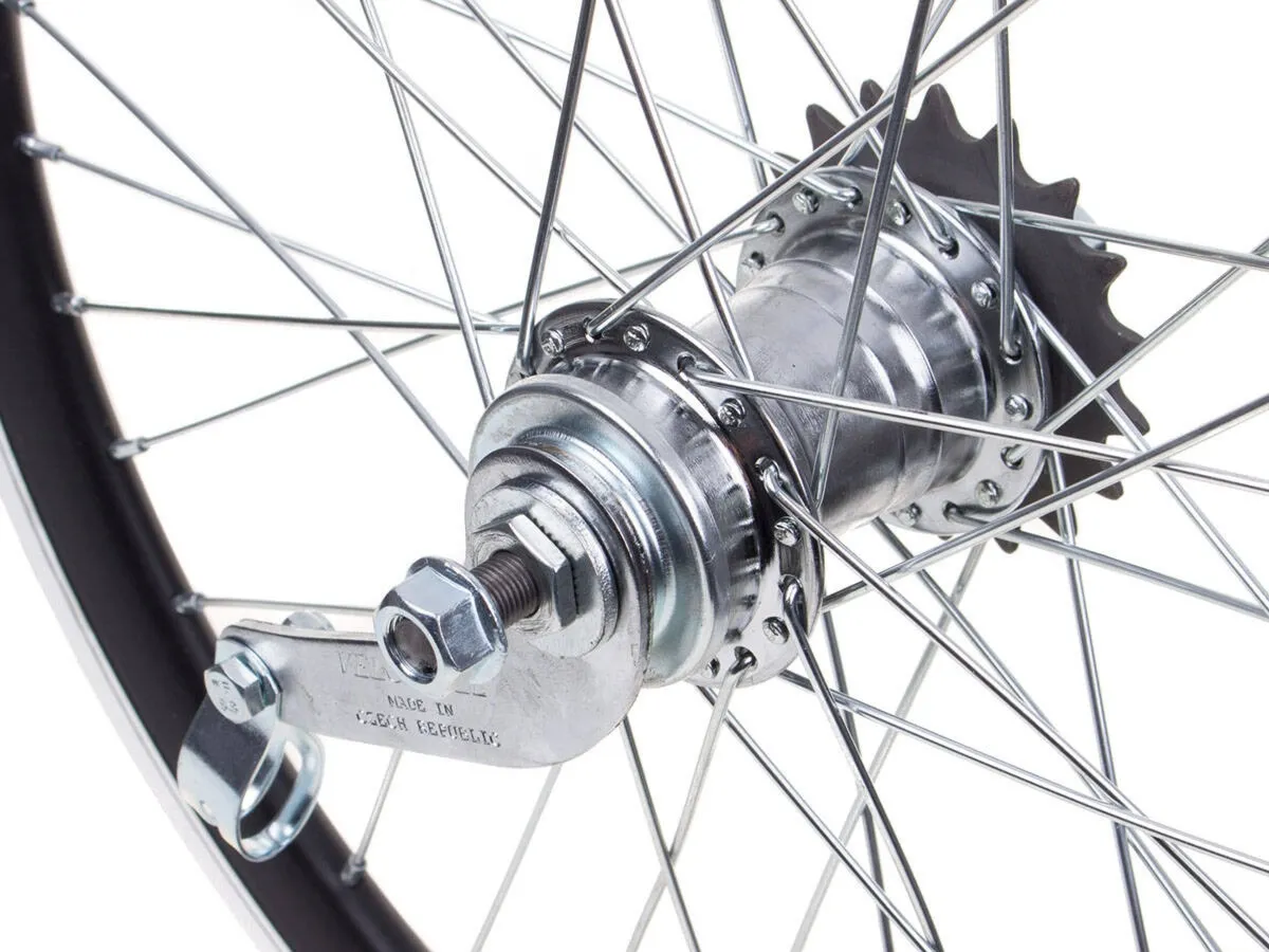 Koło tylne 26" obręcz stożkowa czarna, piasta samohamowna Velosteel