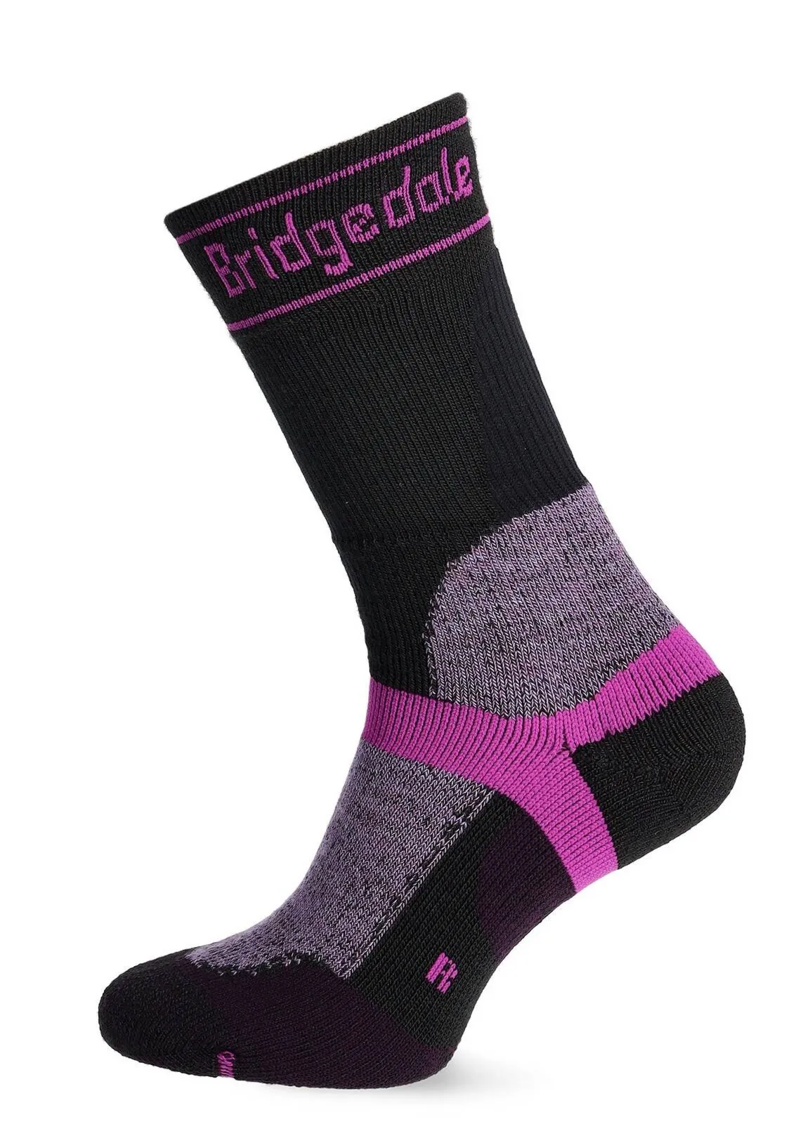 Skarpety rowerowe damskie Bridgedale MTB Winter Weight T2 Merino Sport Boot - black/purple