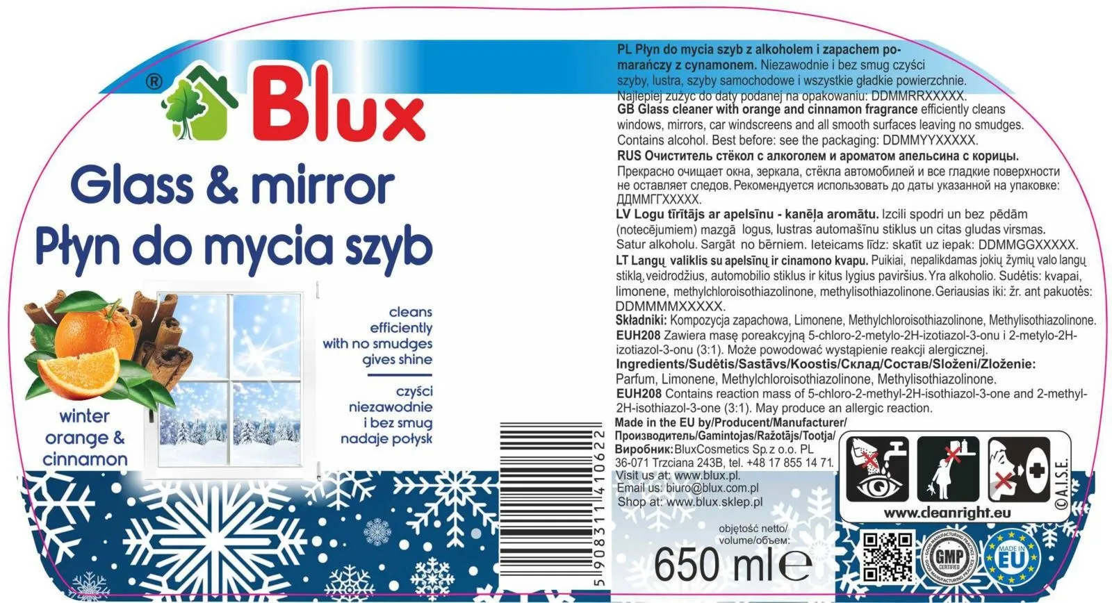 Płyn do mycia szyb zima 650 ml