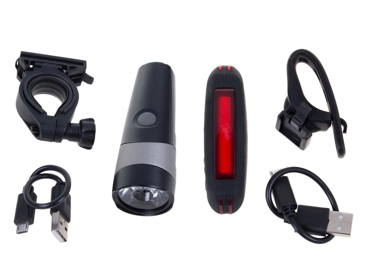 Zestaw lamp Verso przód XC-222A USB 6 WAT LED ,500 Lm tylna XC-181R USB /COB LED/ 25 Lm