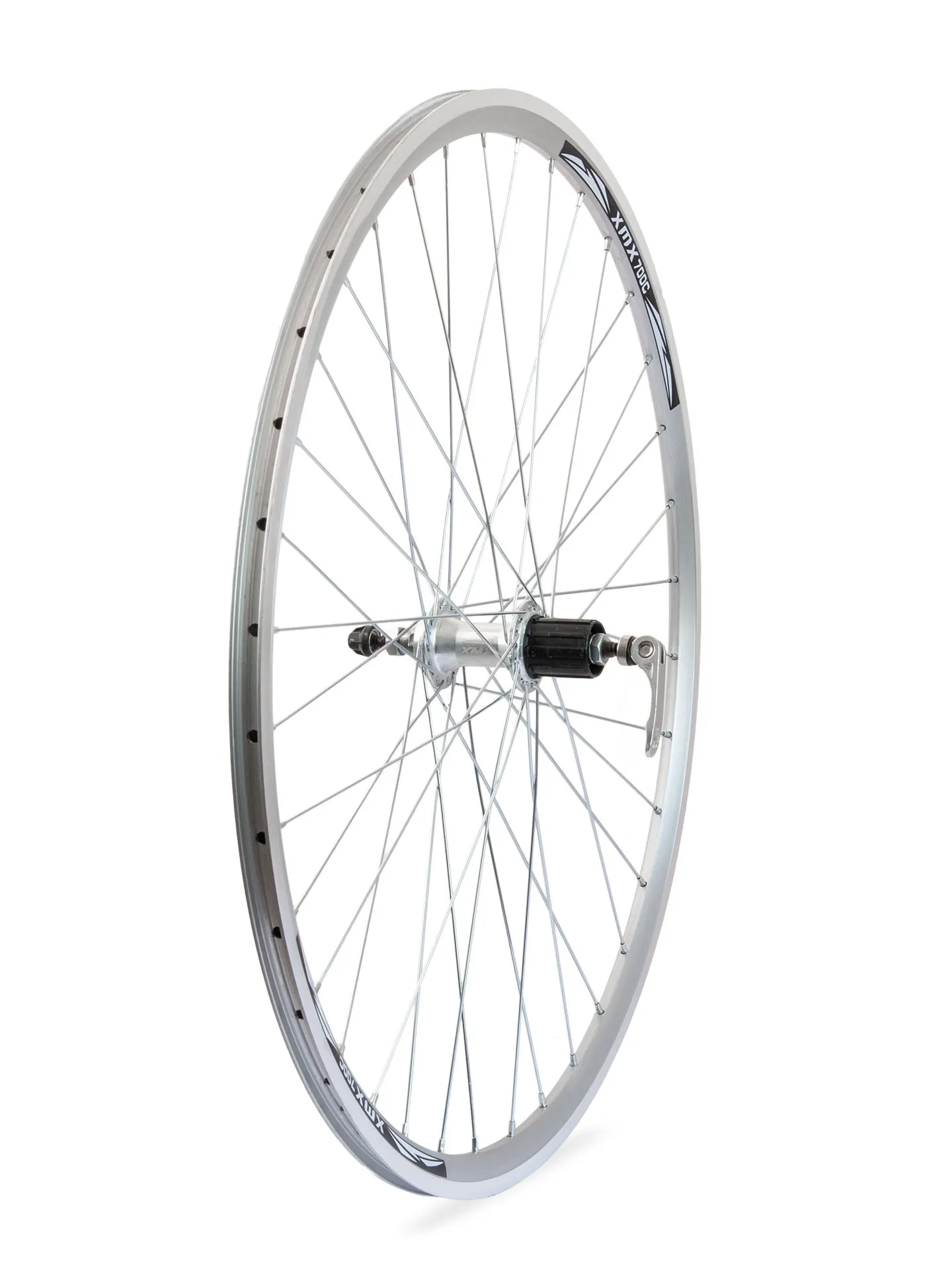 Koło tylne szosa 28" obręcz XMX-D33 piasta XMX-A281 kaseta 8-9-10 rzędów 135mm srebrne