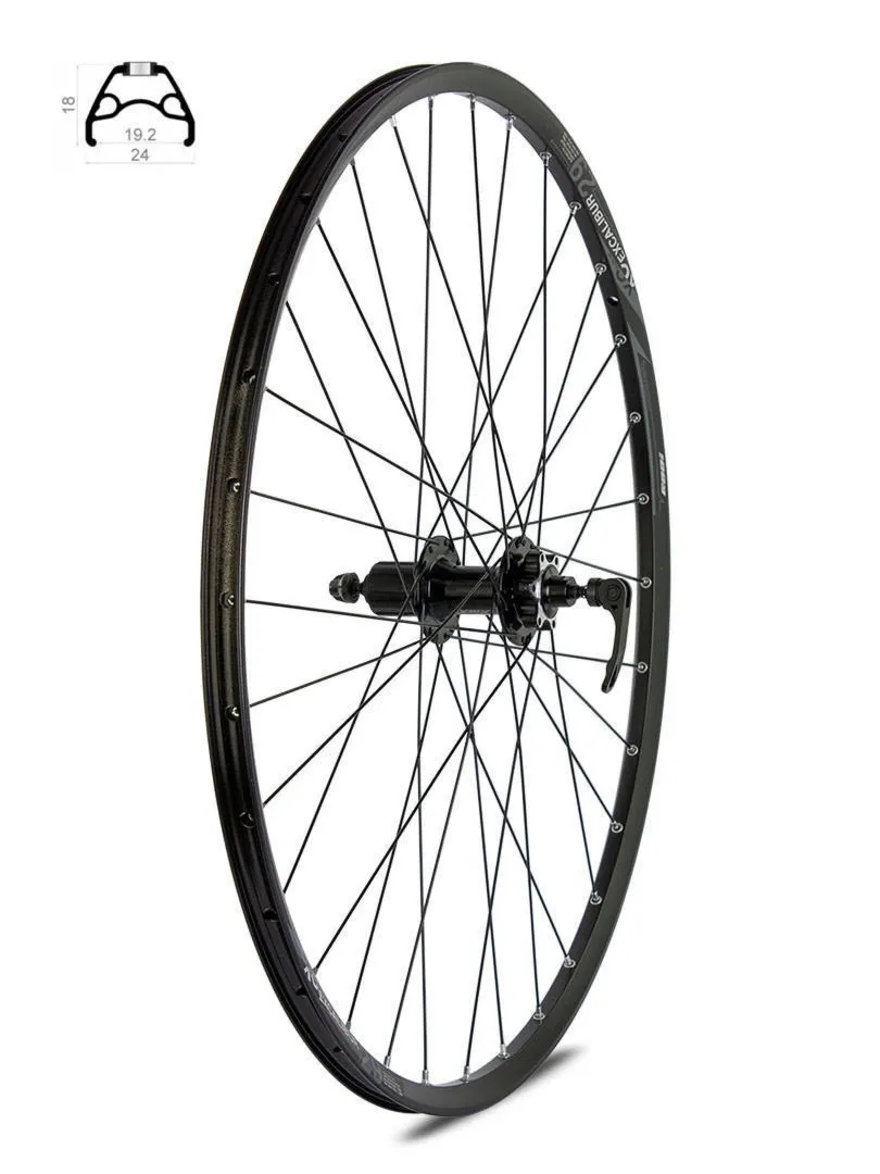 Koło tylne 27,5" DISC piasta Acera FH-M3050 Center Lock obręcz Rodi Excalibur XC czarna, szprychy czarne