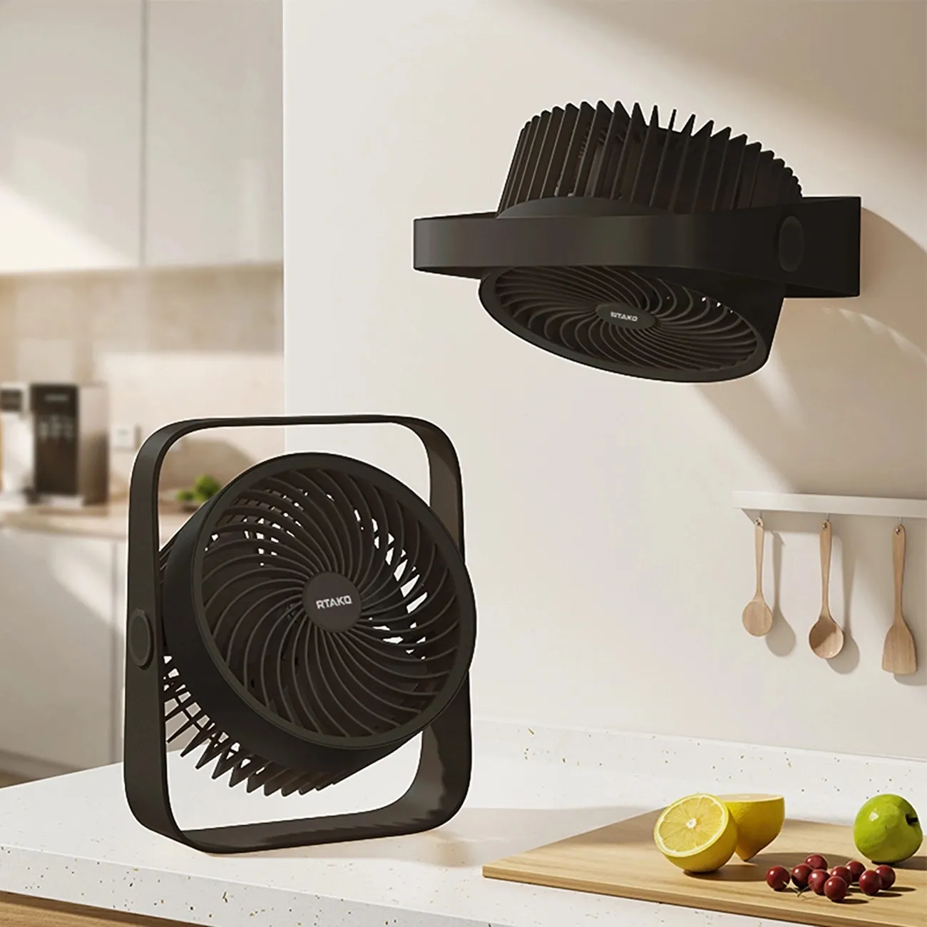 Mini wentylator Rtako WD0Y6S z podwójnym wirnikiem 3600mAh - czarny