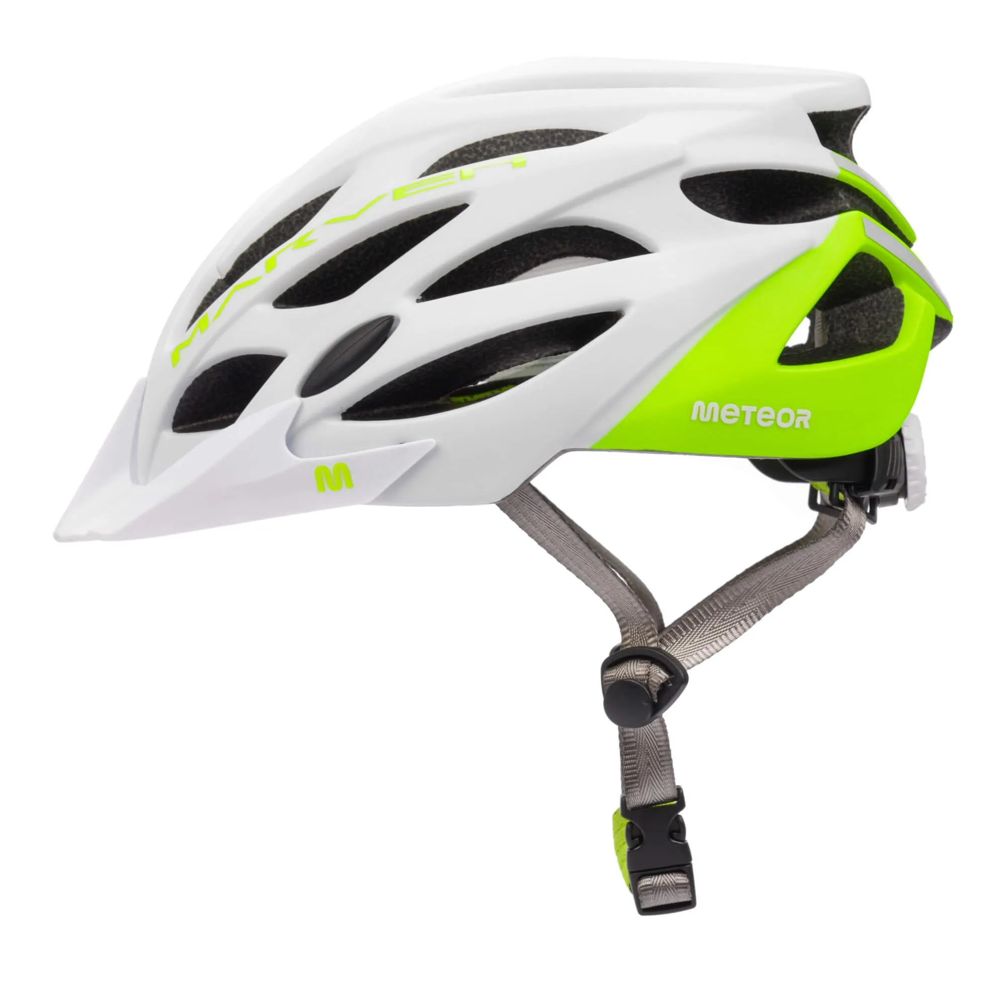Kask rowerowy Meteor Marven L 58-61 cm biały/neonowy zielony