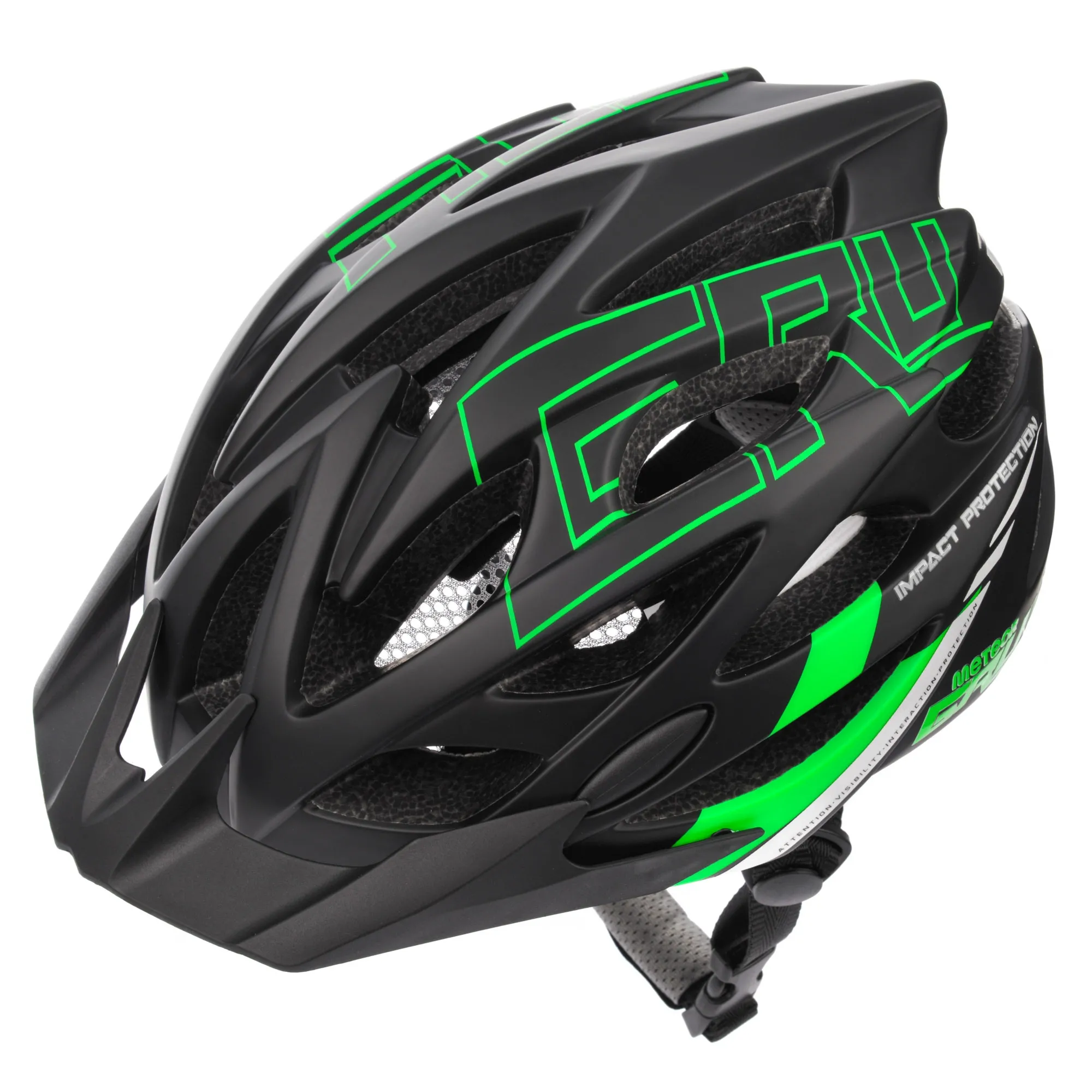 Kask rowerowy Meteor Gruver L 58-61 cm czarny/zielony