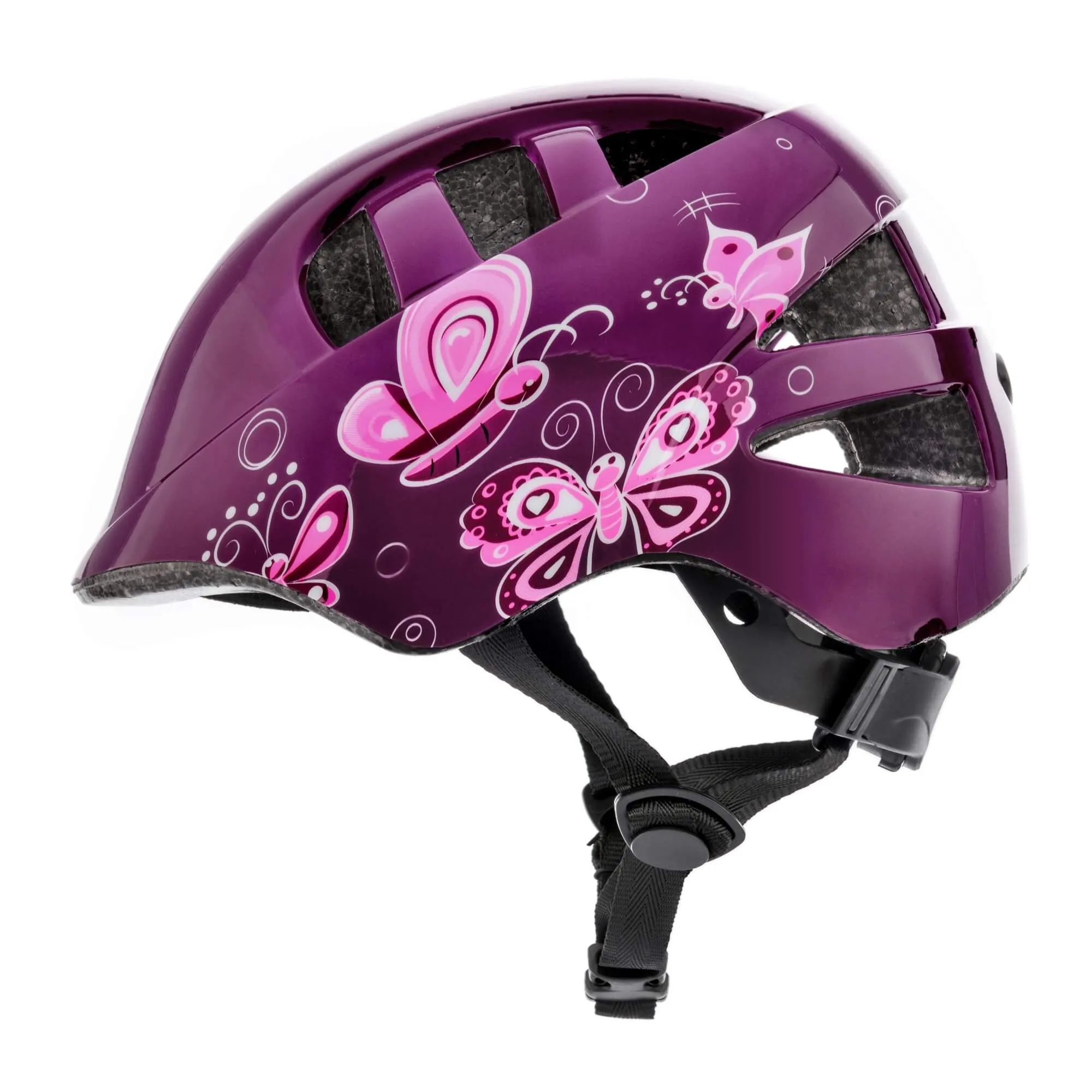 Kask rowerowy Meteor KS08 S 48-52 cm pink butterflies