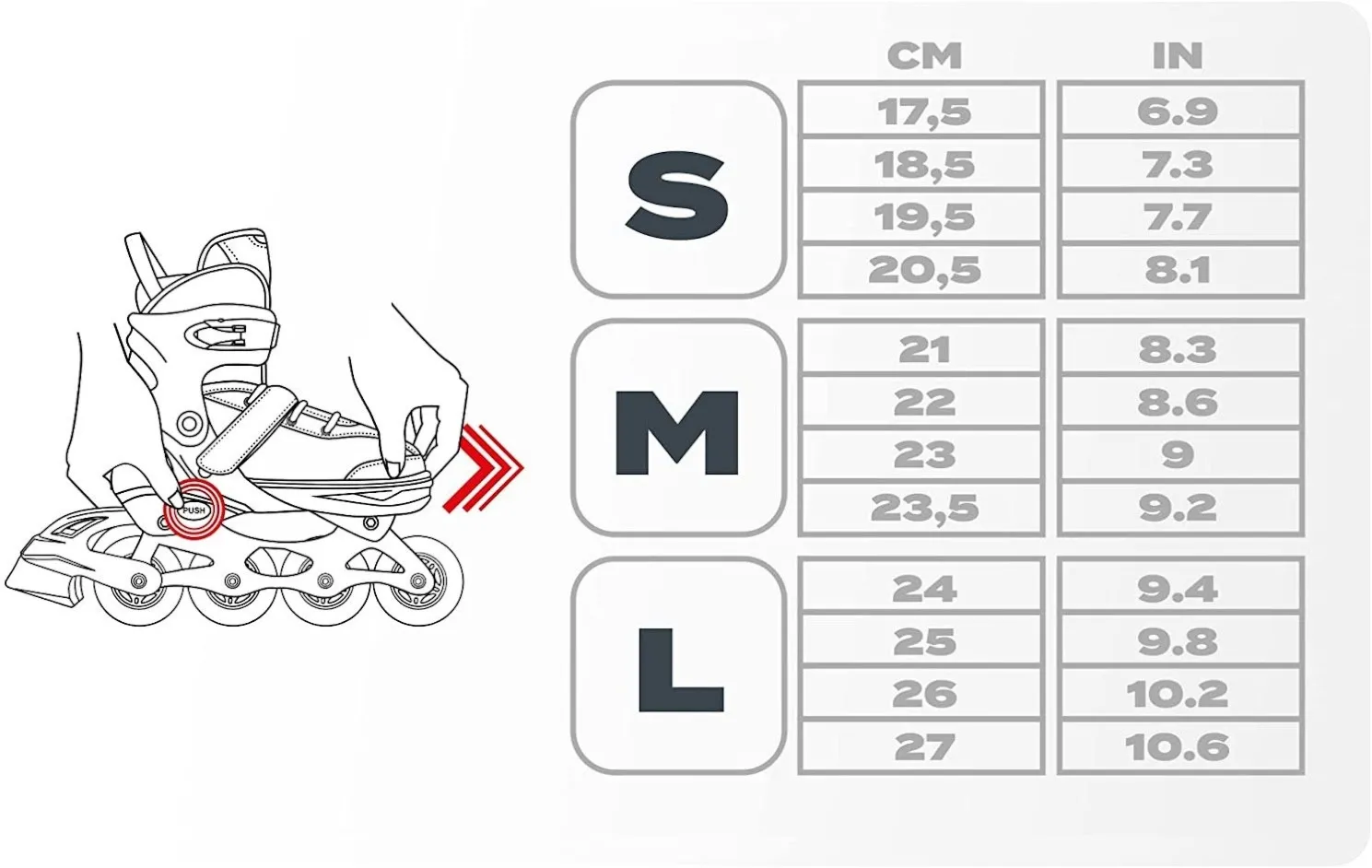 Rolki Meteor Rox M 34-37 szary