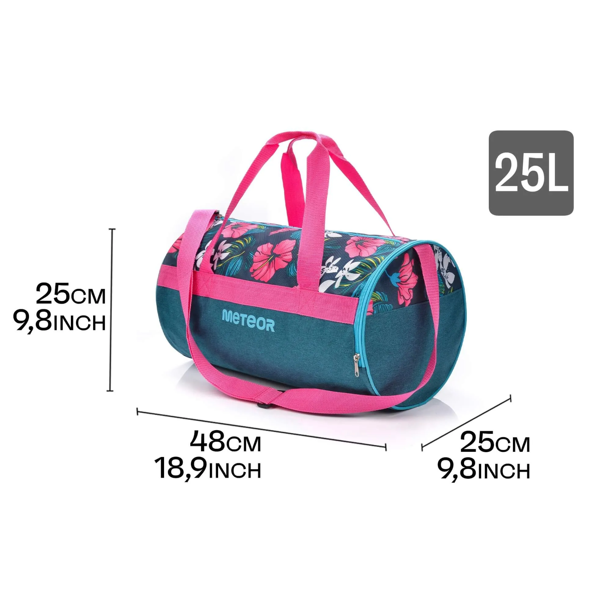 Torba fitness Meteor Siggy 25 l różowy/ granatowy kwiaty