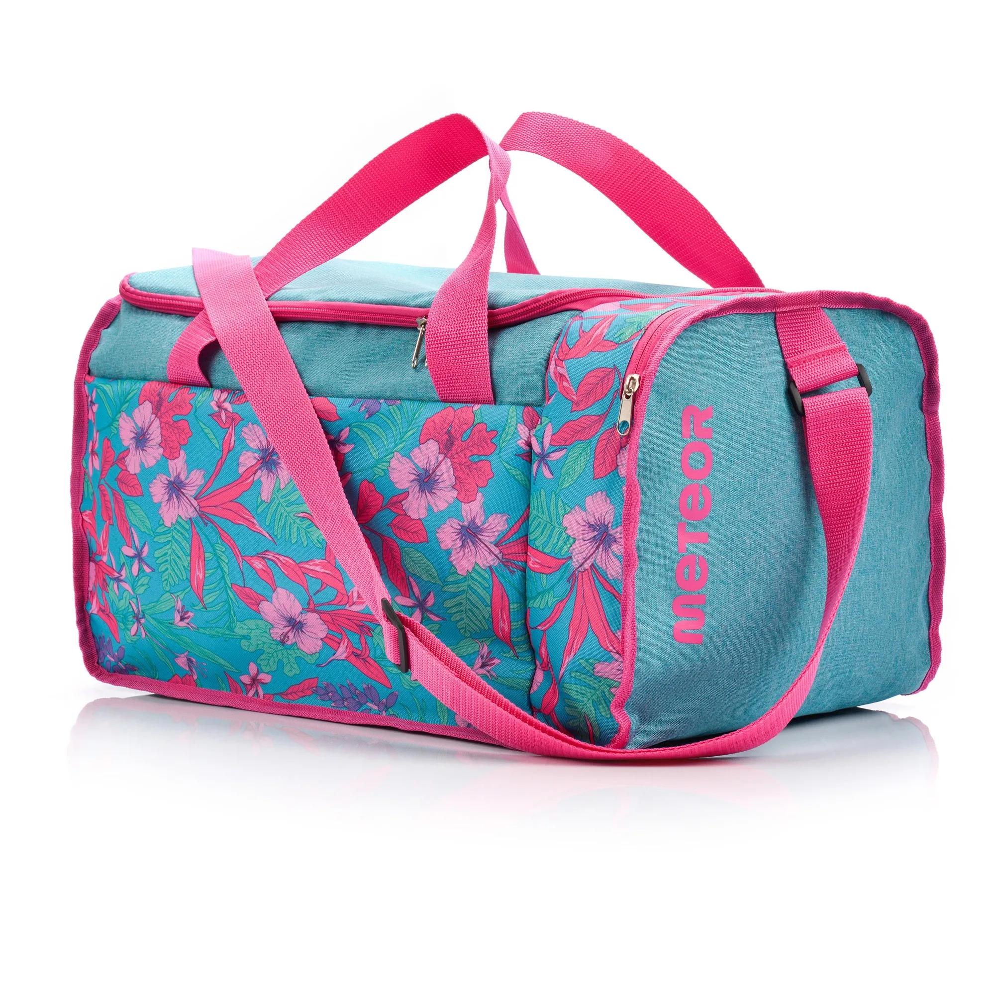 Torba fitness Meteor Widar 40 l niebieski/różowy kwiaty