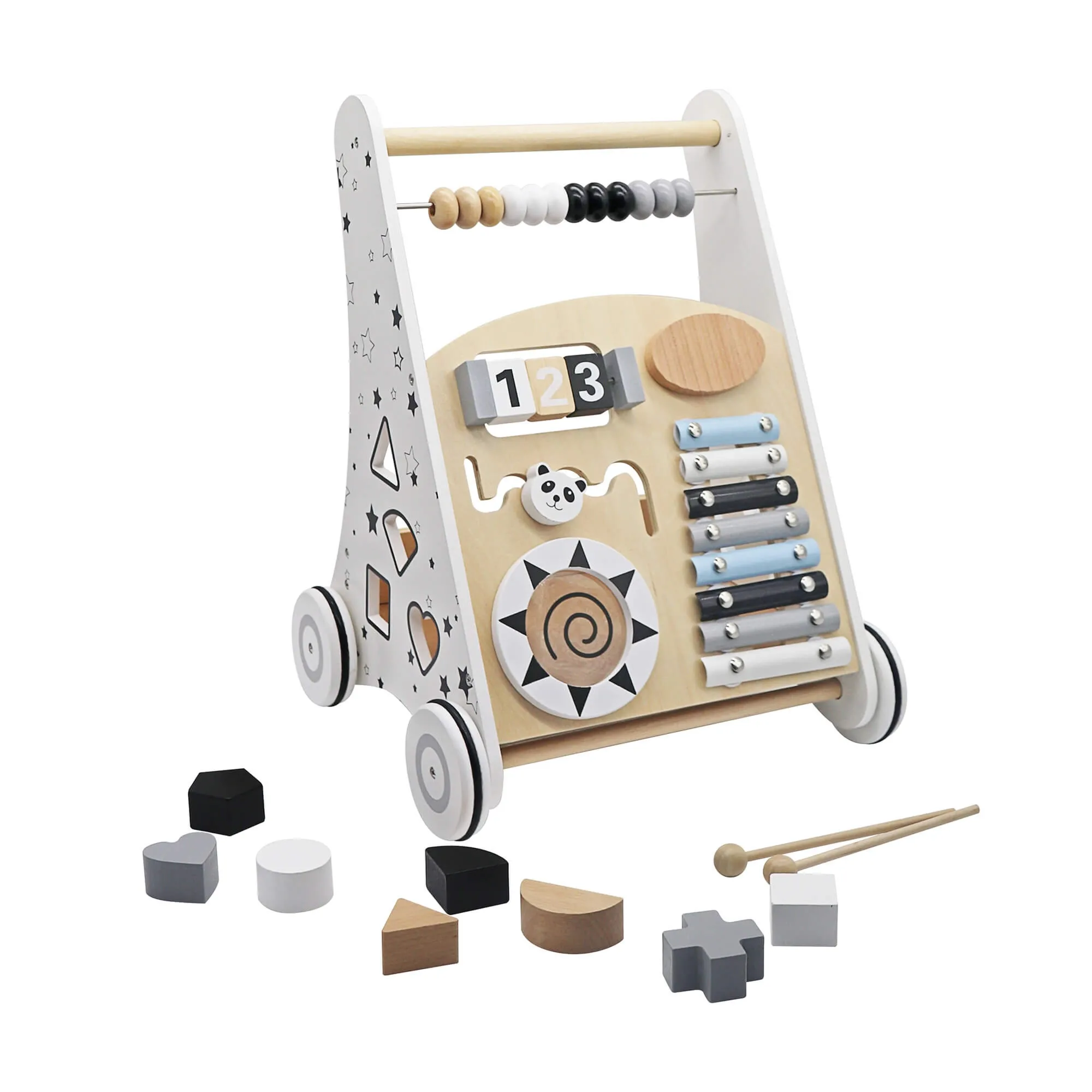 Drewniany chodzik manipulacyjny biały