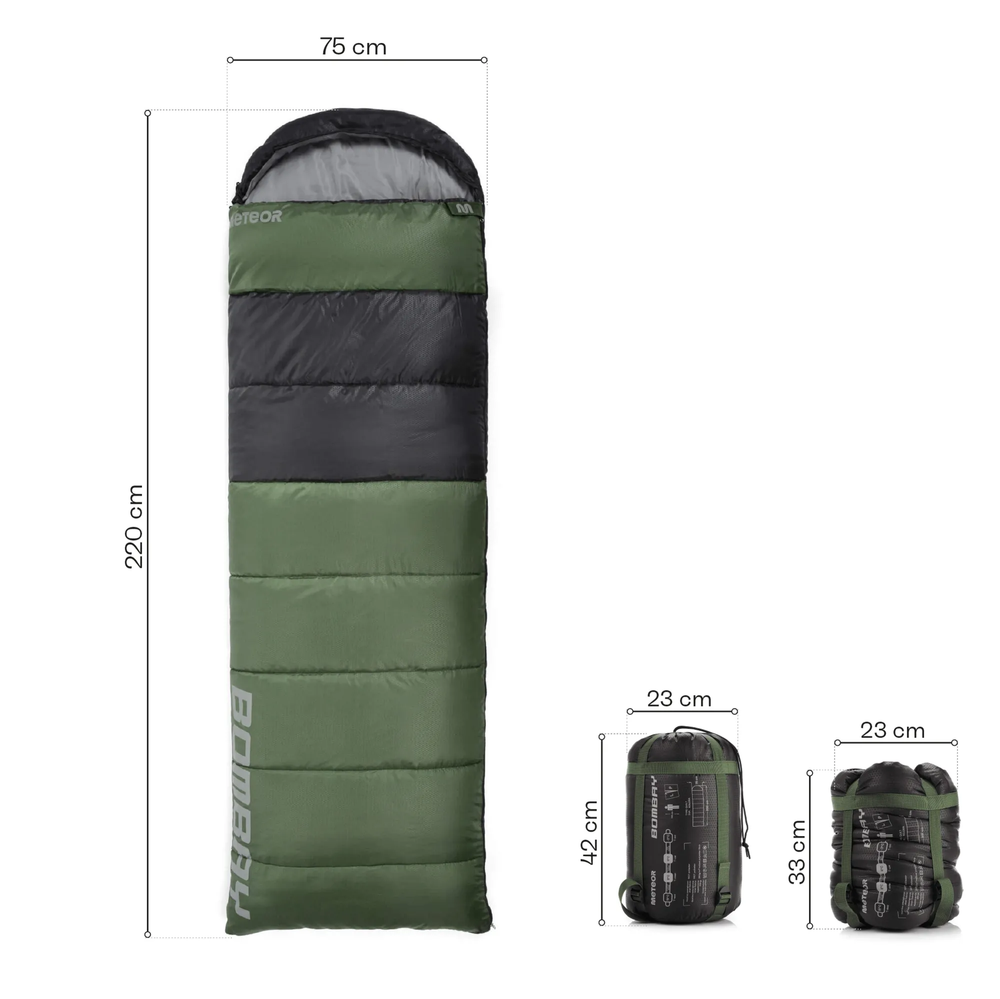 Śpiwór Meteor Bombay L oliwkowy/czarny