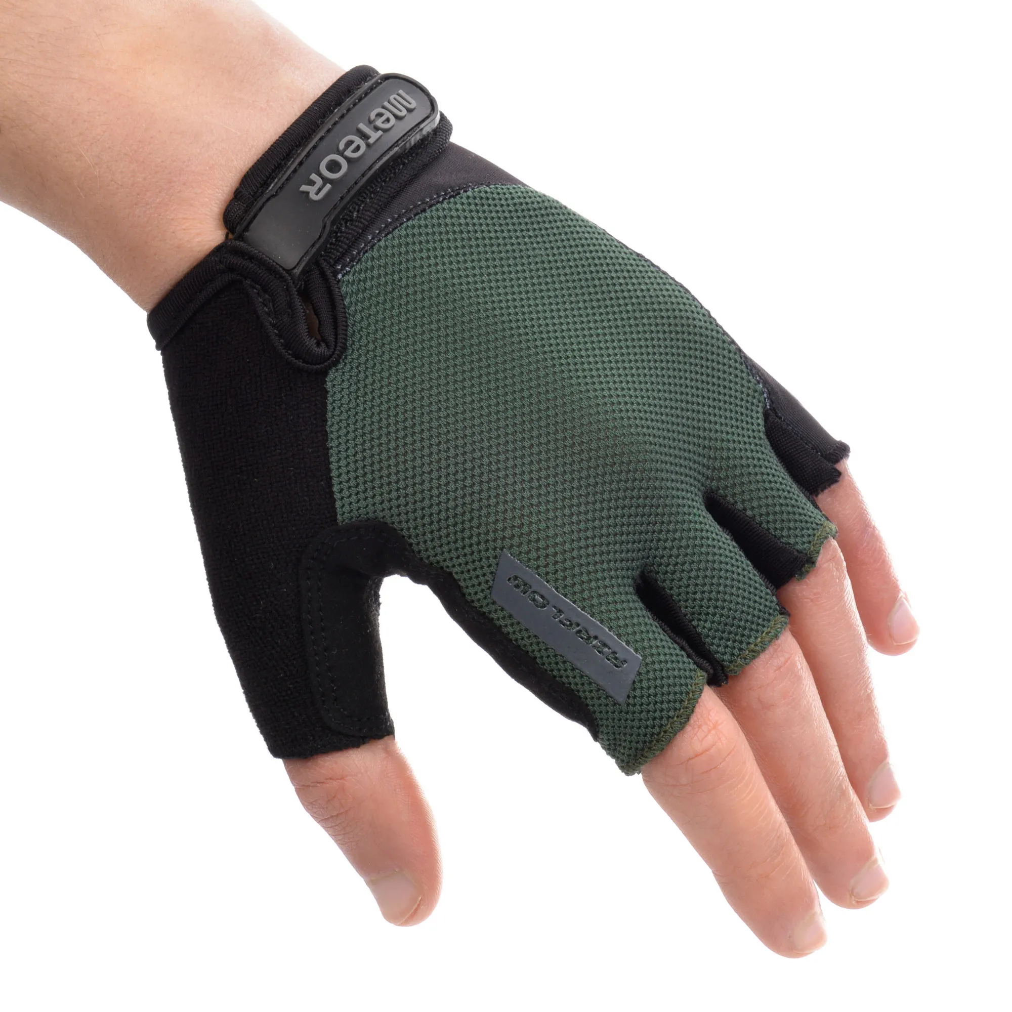 Rękawiczki rowerowe Meteor MX52 L czarny/zielony