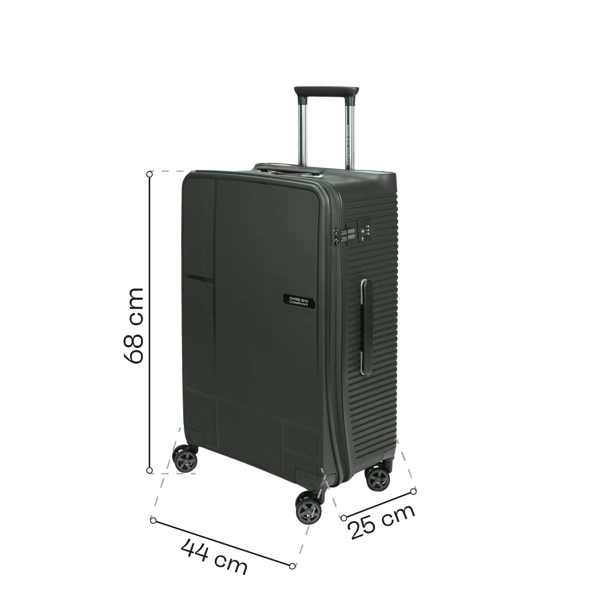 Średnia walizka SwissBags Magna 68 cm zielony