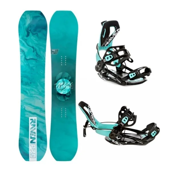 Damski komplet snowboardowy Raven PRO Marble z wiązaniami Raven FT360 (mint)