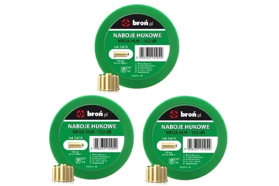 Naboje hukowe .22 Long Blank / 6mm Long typ 5,6/16 MEGA HUK - 3x100 szt.do BAS Stalker/Zoraki K6L