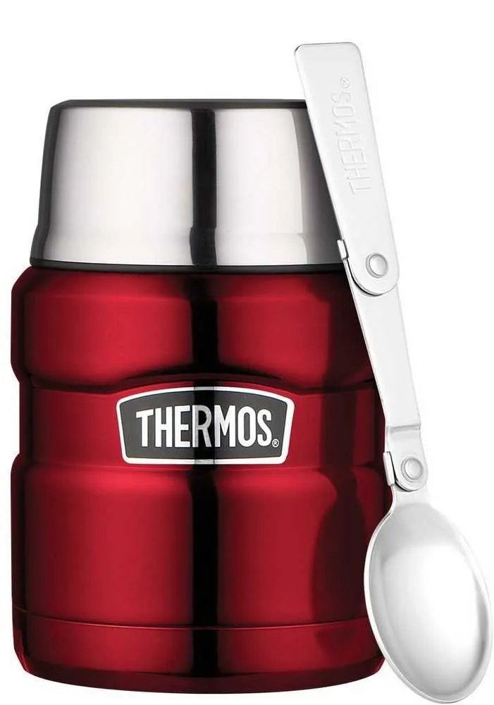 Termos na jedzenie 470 ml ze składaną łyżką i kubkiem THERMOS - czerwony