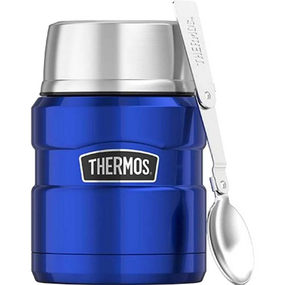Termos na jedzenie 470 ml ze składaną łyżką i kubkiem THERMOS - niebieski