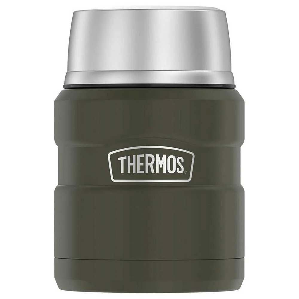 Termos na jedzenie 470 ml ze składaną łyżką i kubkiem THERMOS - zieleń wojskowa