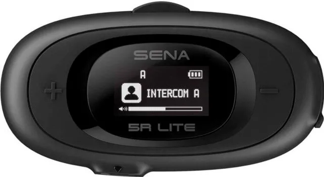 Interkom motocyklowy Sena 5R-01D 5R Lite Bluetooth 5.1 700m z wyświetlaczem LCD i uniwersalnym zestawem mikrofonów na 2 kaski