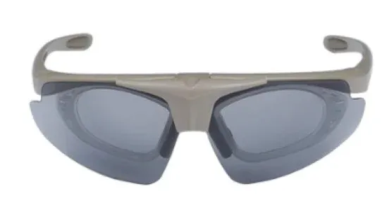 Okulary strzeleckie Wosport Tan - 3 wymienne wizjery, pasek