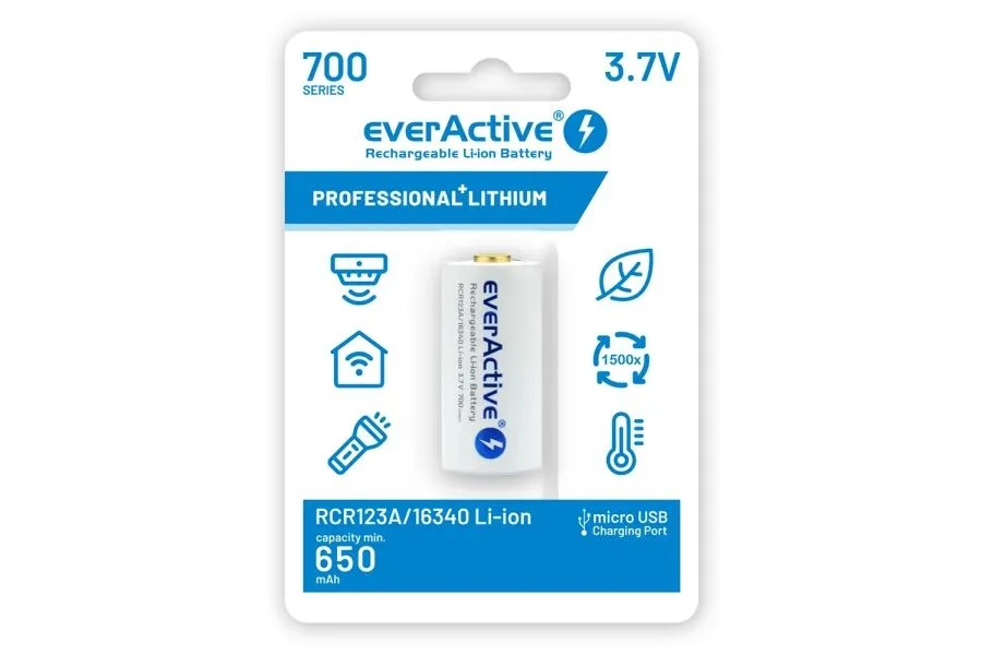 Akumulator EverActive 3.7V RCR123A / 16340 700mAh