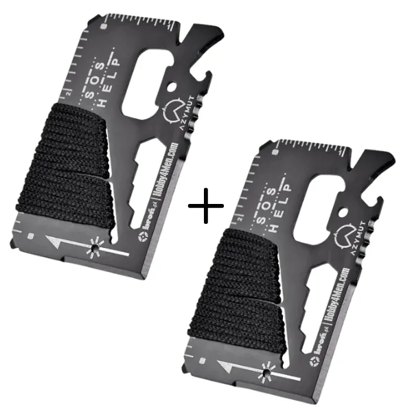 2x Multitool AZYMUT TOOL CARD karta wielofunkcyjna - 13 narzędzi + etui, 85/53 mm (H-O200930TC)