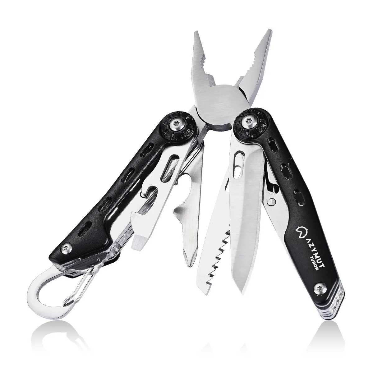 Multitool AZYMUT Turon - 10 narzędzi + karabińczyk +kabura do pasa (H-P224108)