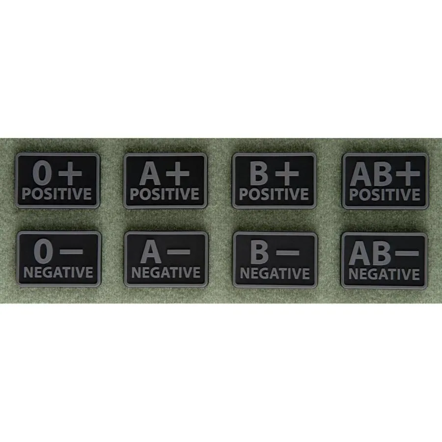 Emblemat Helikon GRUPA KRWI (komplet - 2szt.) - PVC - Czarny-Black - AB/Rh+ (OD-BLP-RB-01-M03)