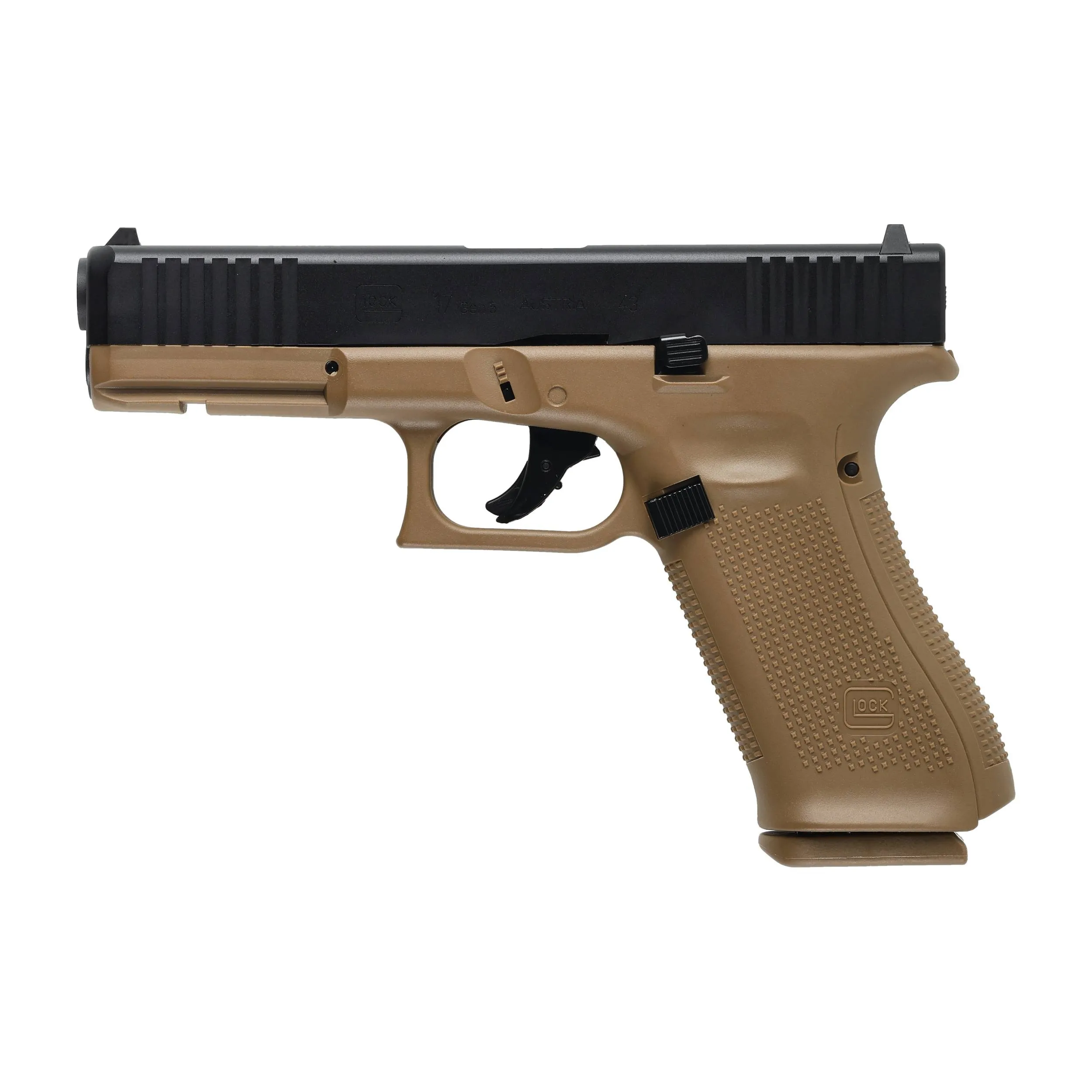 Pistolet na kule gumowe Glock Gen 5 T4E .43 CO2 coyote, zestaw (211.00.06)
