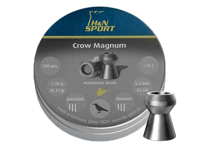Śrut 5,5 mm Diabolo H&N Crow Magnum  200 szt. z otworem (92225500003)