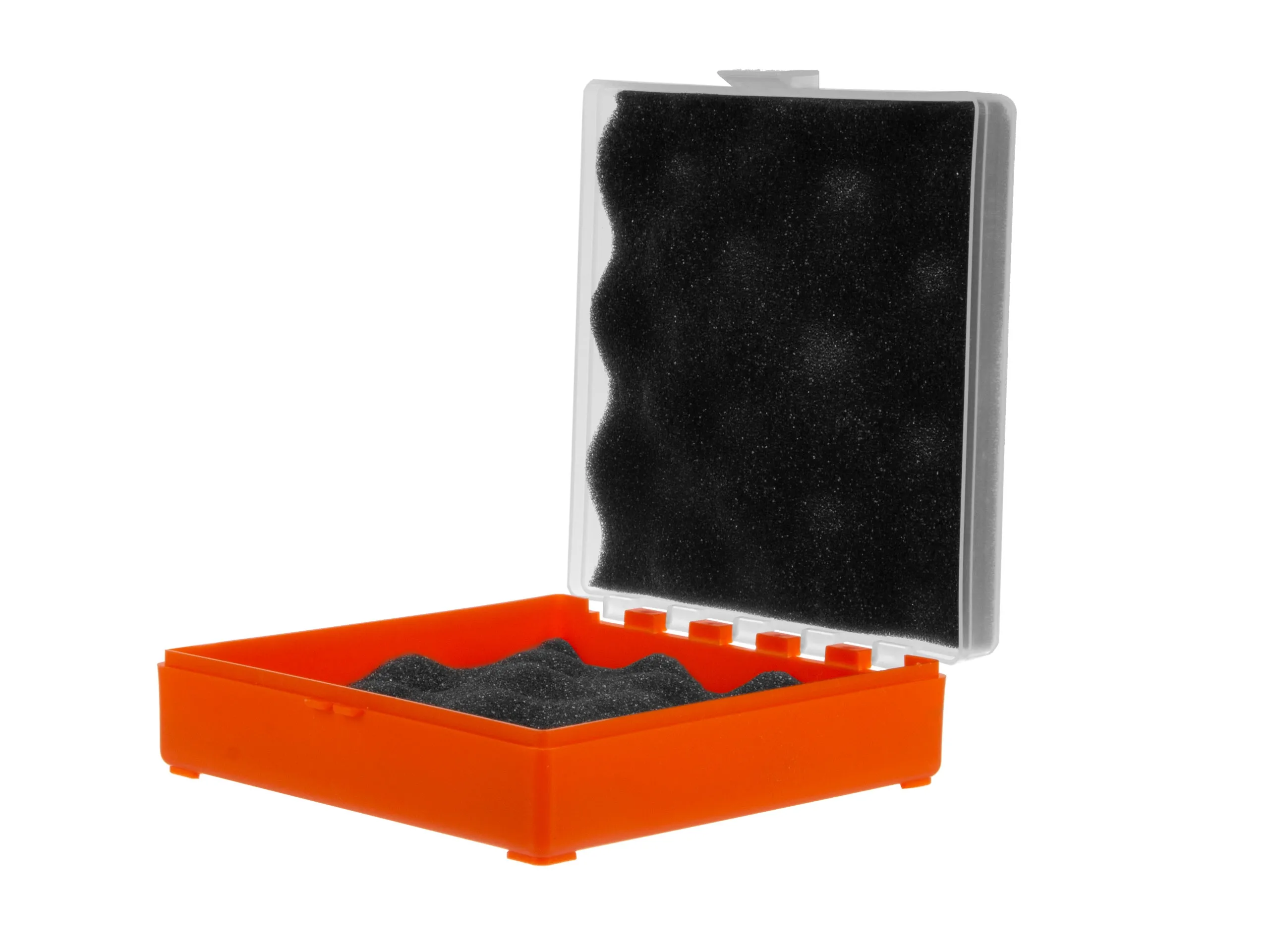 Pudełko Megaline 11x11x3,5 pomarańczowo-przezroczysty gąbka 2 szczęki rekina (607/0001OT)