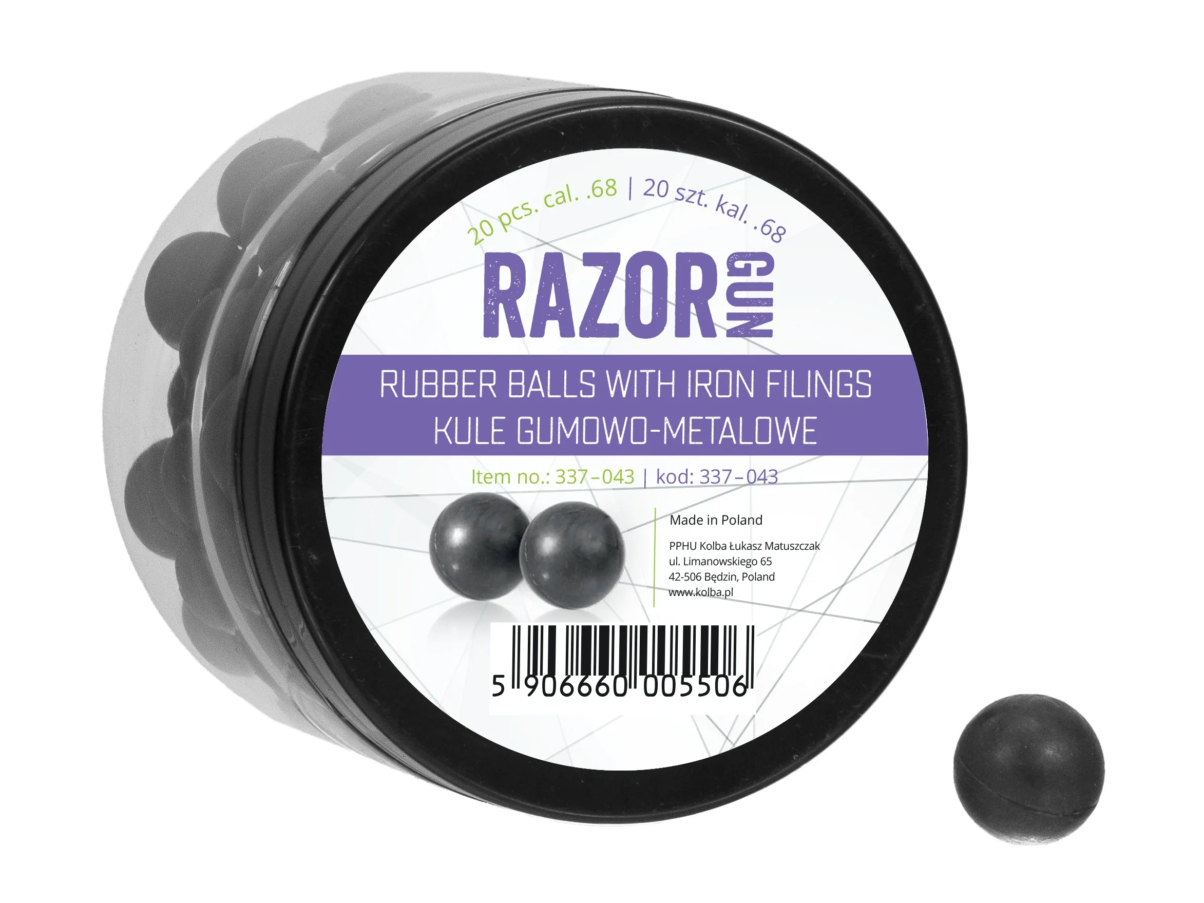 Kule gumowo-metalowe RazorGun 68 kal. .68 / 20 szt. do Umarex T4E HDS i SG-68 (337-043)