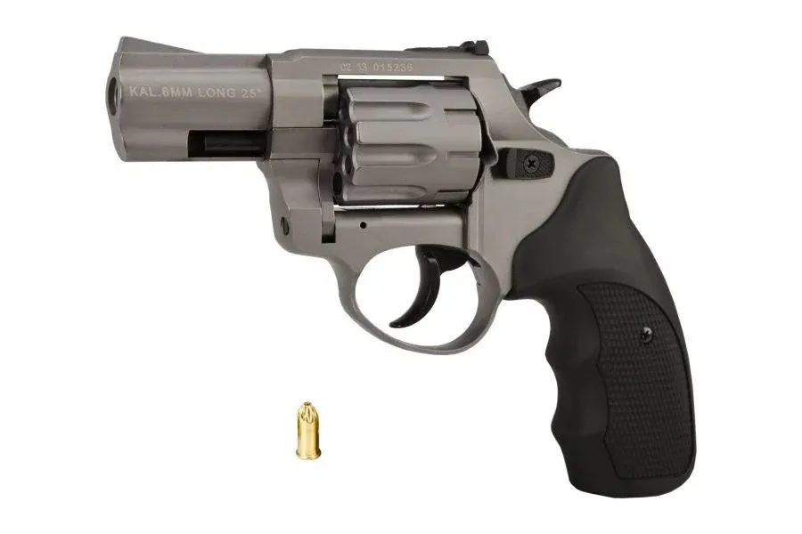 Rewolwer hukowy alarmowo sygnałowy ZORAKI R1-K6L BAS lufa 2,5" kal. .22 Long Blank tytanowy