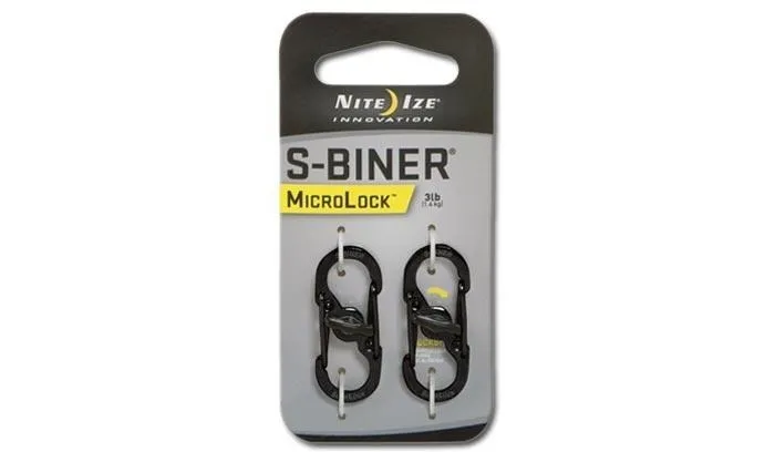 Karabińczyk Nite Ize Stalowy S-Biner MicroLock - Czarny - 2Pack - LSBM-01-2R3